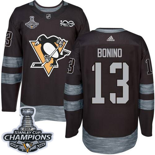 Adidas Penguins #13 Nick Bonino Black 1917-100th Anniversary Stanley Cup Finals Champions Stitched NHL Jersey - Click Image to Close